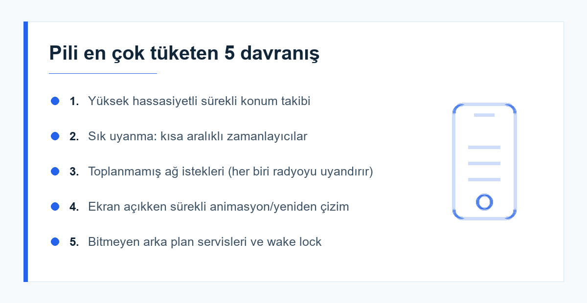 Pil tüketimi nedenleri listesi
