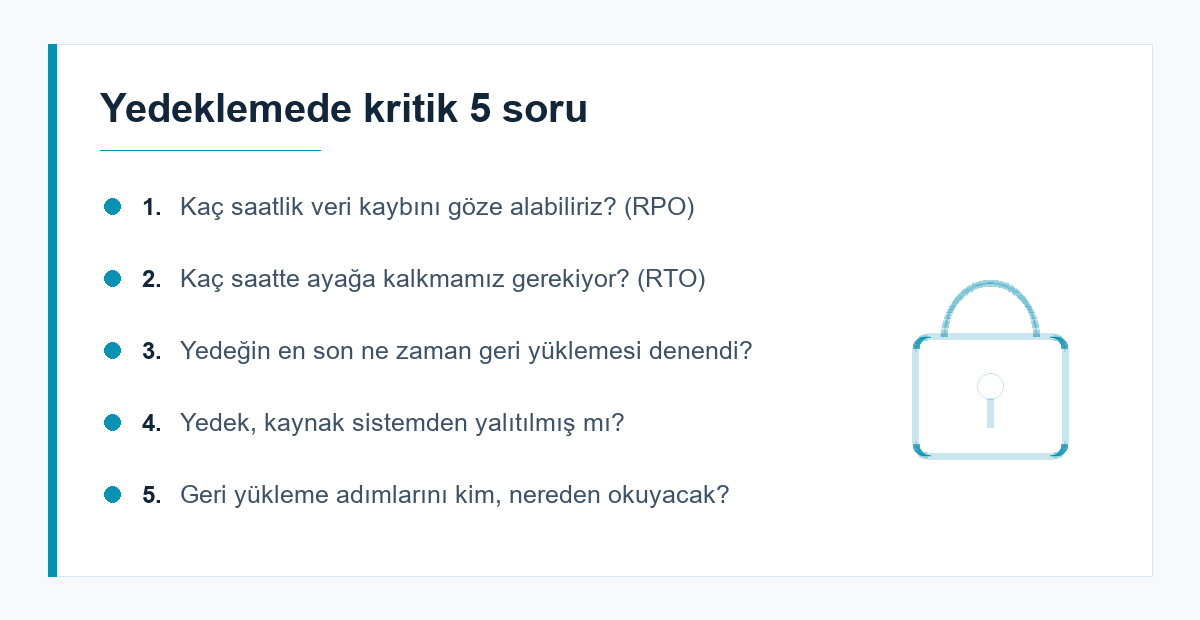 Yedekleme stratejisi kontrol soruları