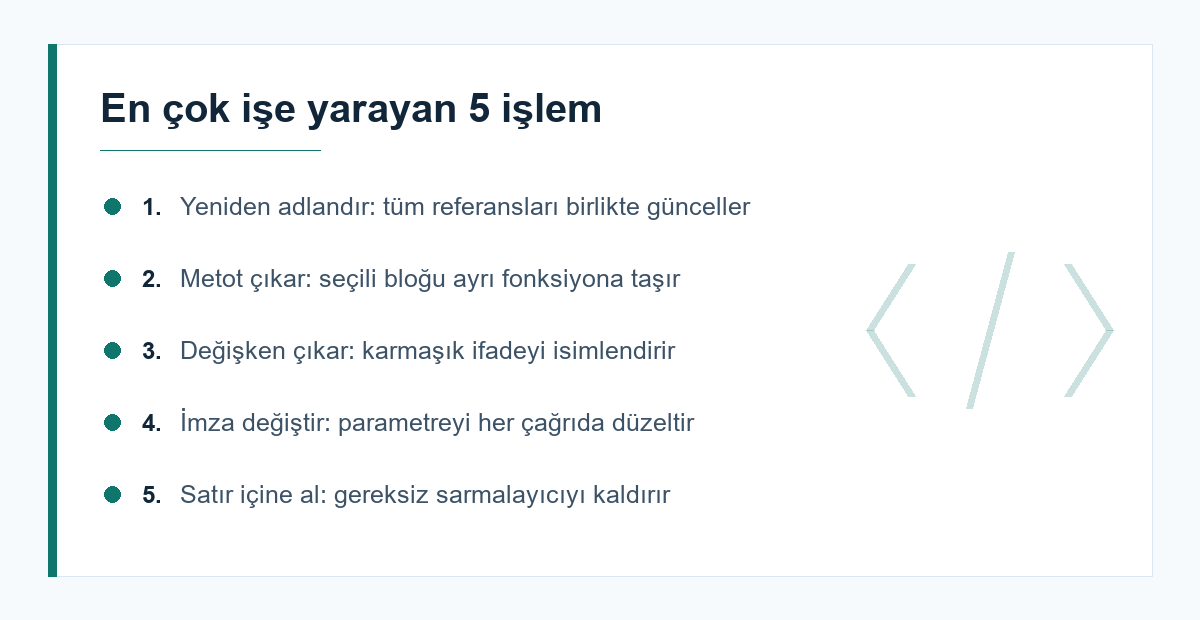 IDE yeniden düzenleme işlemleri