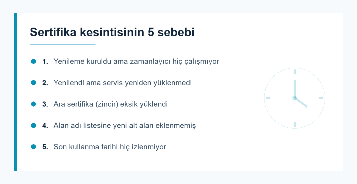 Sertifika kesintisi sebepleri