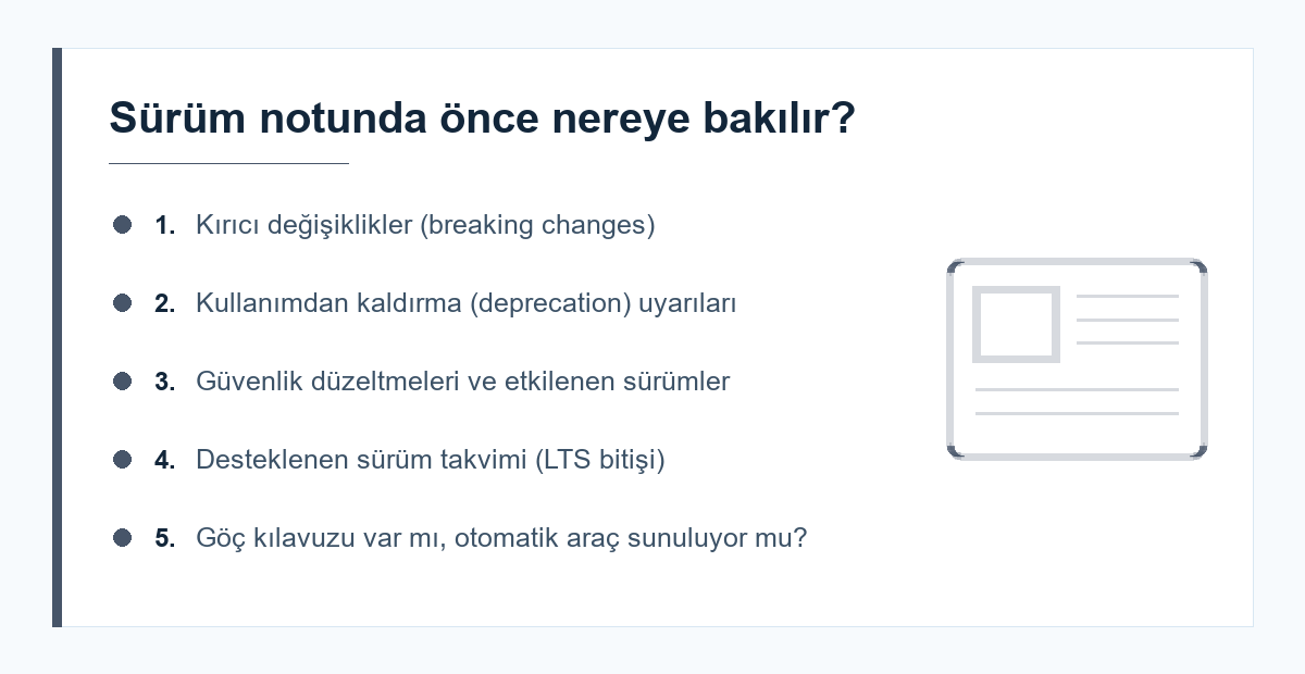 Sürüm notu okuma sırası