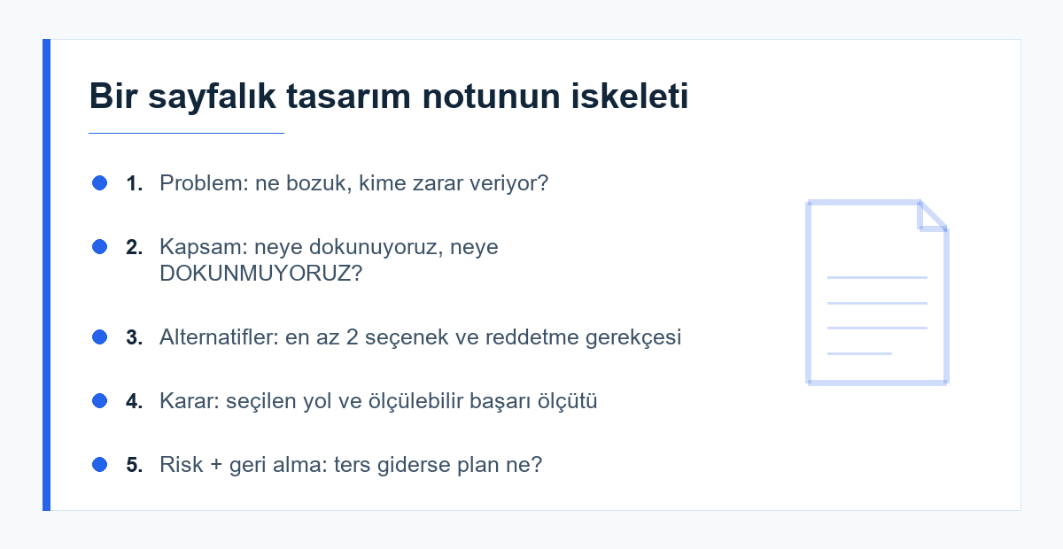 Teknik tasarım notu şablonu maddeleri