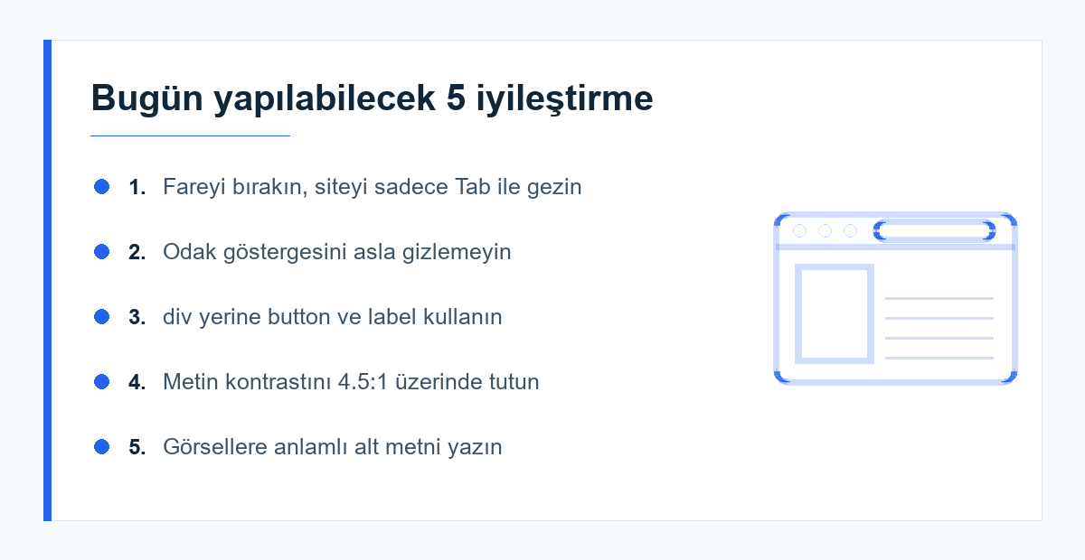 Erişilebilirlik hızlı iyileştirme listesi