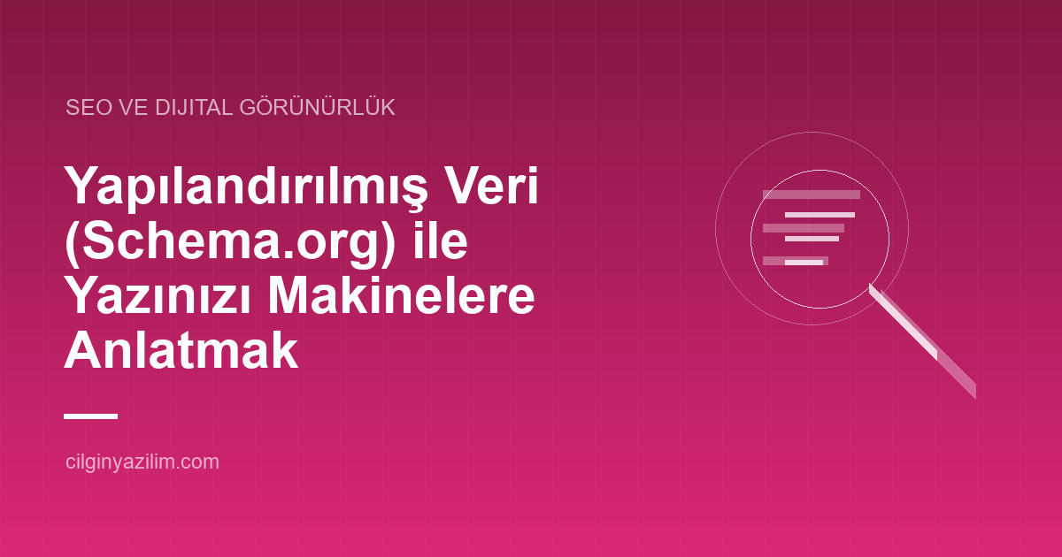 Yapılandırılmış Veri (Schema.org) ile Yazınızı Makinelere Anlatmak
